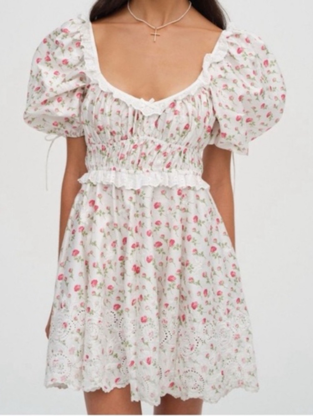 For Love & Lemons Jackson Mink Dress in White Floral